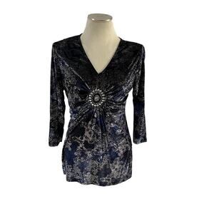 Y2K 2000s Burnout Velvet Babydoll Blouse Wmns S Witchy Whimsygoth Fairy Grunge